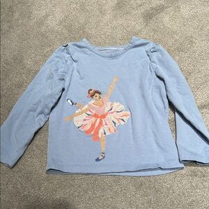 Mini Boden Blue Long Sleeve Tee with Ballerina Design